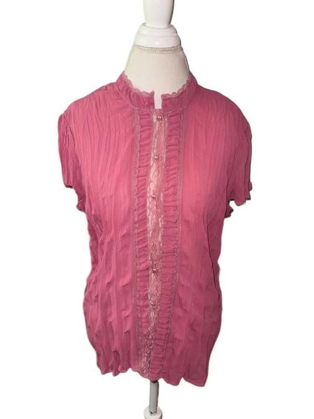 Faded Glory Pink pearl button shirt